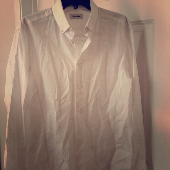 calvin klein men's white dress shirt